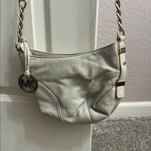 Michael Kors White Crossbody Bag with Gold Chain Detail